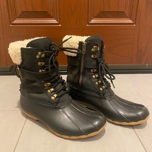 Sperry for JCrew Shearwater buckle rain boots black sz 8